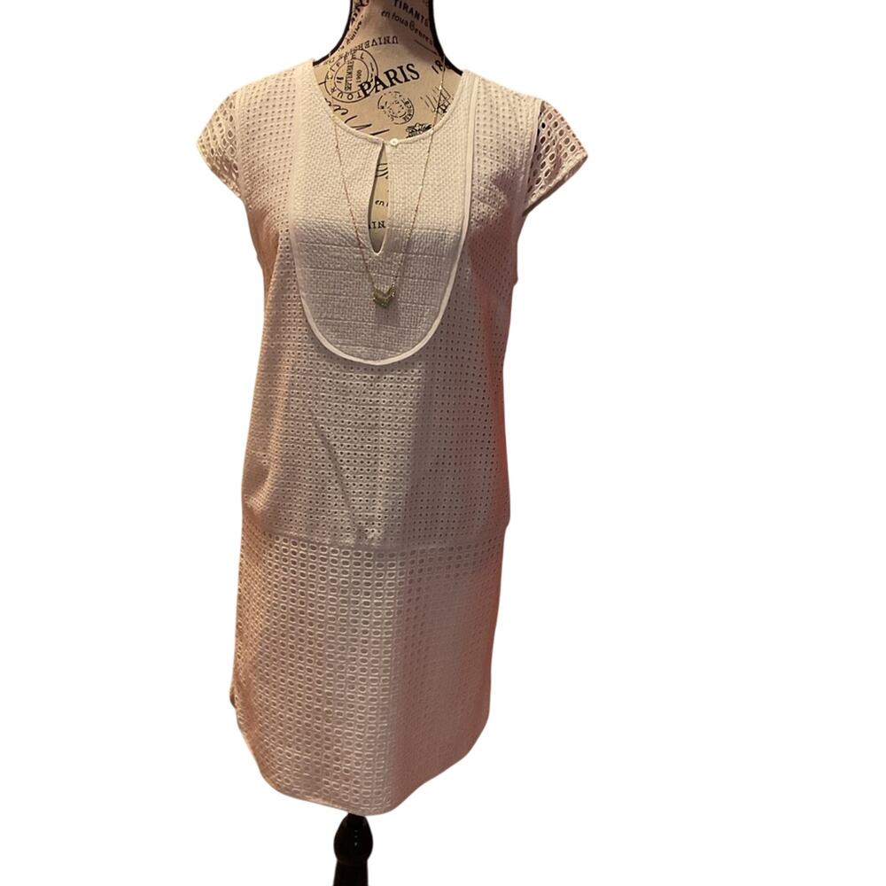 J. Crew White Textured Cotton Midi Dress - Excellent Condition